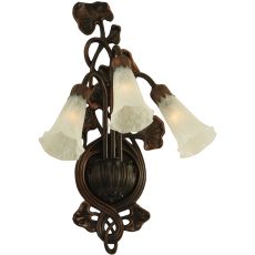 10.5" W White Pond Lily 3 Lt Wall Sconce