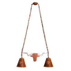 32" L Texas Longhorn 2 Lt Island Pendant