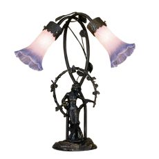 17" H Trellis Girl Lily Pink And Blue 2 Lt Accent Lamp