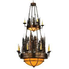 40" W Walden Pine 2 Tier Chandelier