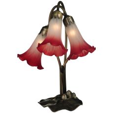15.75" H Pink/White Pond Lily 3 Lt Accent Lamp