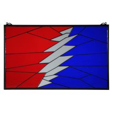 27" W X 16.75" H Greatful Dead Stained Glass Window