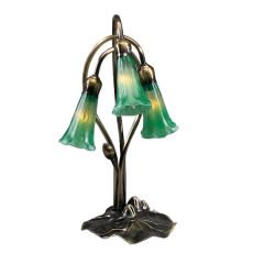 16" H Green Pond Lily 3 Lt Accent Lamp