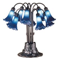 22" H Blue Pond Lily 10 Lt Table Lamp