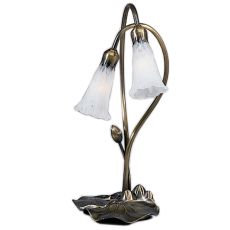 16" H White Pond Lily 2 Lt Accent Lamp
