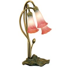 16" H Pink/White Pond Lily 3 Lt Accent Lamp