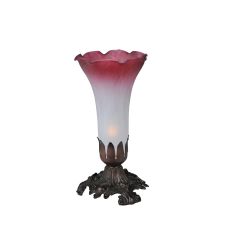 8" H Pink/White Pond Lily Accent Lamp