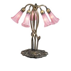 16.5" H Pink Pond Lily 5 Lt Accent Lamp
