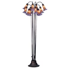 60" H Amber/Purple Pond Lily 12 Lt Floor Lamp