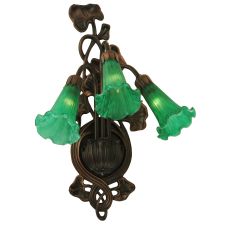 10.5" W Green Pond Lily 3 Lt Wall Sconce