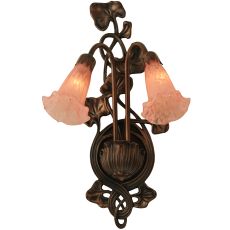 11" W Pink Pond Lily 2 Lt Wall Sconce