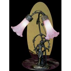17" H Trellis Girl Lily Pink 2 Lt Accent Lamp