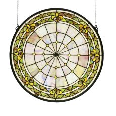 21" W X 21" H Fleur-De-Lis Medallion Stained Glass Window