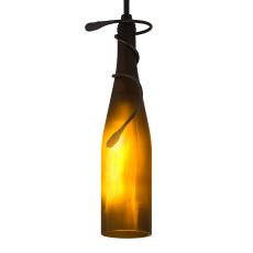 5" W Tuscan Vineyard Frosted Amber Wine Bottle Mini Pendant