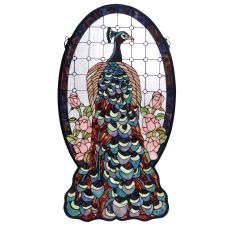 20" W X 38" H Peacock Profile Stained Glass Window