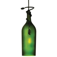 4" W Tuscan Vineyard Frosted Green Wine Bottle Mini Pendant