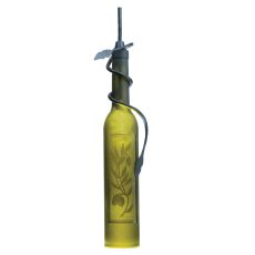 2" W Tuscan Vineyard Etched Olive Branch Wine Bottle Mini Pendant