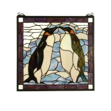 19" W X 19.5" H Penguin Stained Glass Window