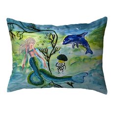 Mermaid & Jellyfish Large Noncorded Pillow 16x20
