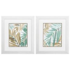 Teal Palm Design Set of 2 Framed Beach Wall Art