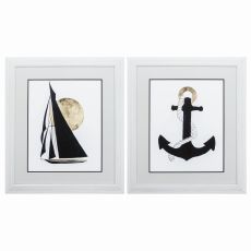 Sail Anchor Set of 2 Framed Beach Wall Art