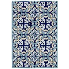 Liora Manne Ravella Floral Tile Indoor/Outdoor Rug - Blue, 5' By 7'6"