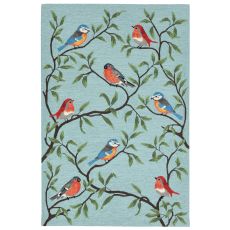 Liora Manne Ravella Birds On Branches Indoor/Outdoor Rug - Blue, 5' By 7'6"