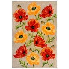 Liora Manne Ravella Icelandic Poppies Indoor/Outdoor Rug - Natural, 42" By 66"