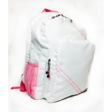 Sailcloth Cabana Backpack, White with Pink