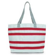 Nautical Stripe Large Tote - White And Red