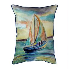 Teal Sailboat Small Indoor/Outdoor Pillow 11x14