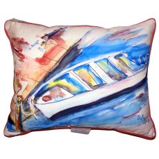 Rowboat At Dock Small Outdoor Indoor Pillow