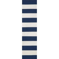 Liora Manne Sorrento Rugby Stripe Indoor/Outdoor Rug - Navy, 24" By 8'