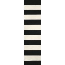 Rugby Stripe Black Rug 24" X 8'