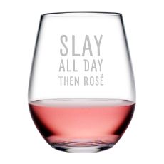 Slay All Day Tritan Stemless Wine Tumblers, S/4