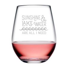 Sunshine & Lake Water Tritan Stemless Wine Tumblers, S/4