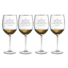 Captain'S Collection Etched Stemmed Wine Glass Set
