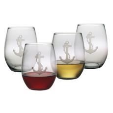 Anchor Etched Stemless Wine Glasses (Set Of 4)