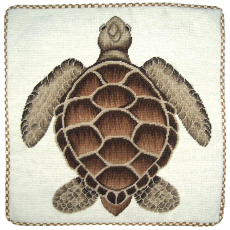 Brown Turtle Needlepoint Pillow