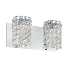 Queen 2 Light Vanity In Chrome And Clear Crystal Glass