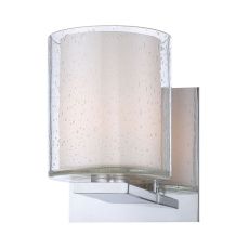 Combo 1 Light Vanity In Chrome And Clear Stromboli Outer Glass With White Opal Inner Glass