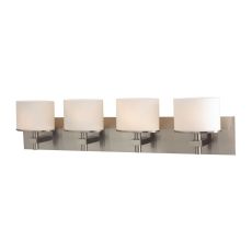 Ombra 4 Light Vanity In Satin Nickel And White Opal Glass