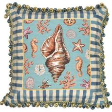 Conch Shell Needlepoint Pillow