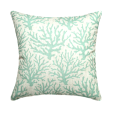 Coral Aqua Linen Pillow
