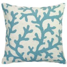 Coral Blue Needlepoint Pillow
