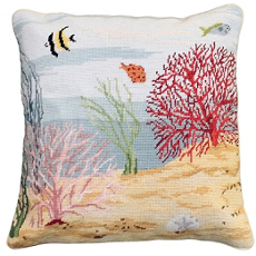 Coral Reef Left Needlepoint Pillow