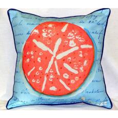 Coral Sand Dollar Blue Indoor Outdoor Pillow