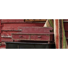 Aged Red Counter Shelf