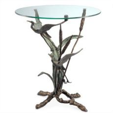 Crane Pair In Flight End Glass Top Side Table