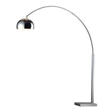 Penbrook Arc Floor Lamp In Chrome With White Marble Base